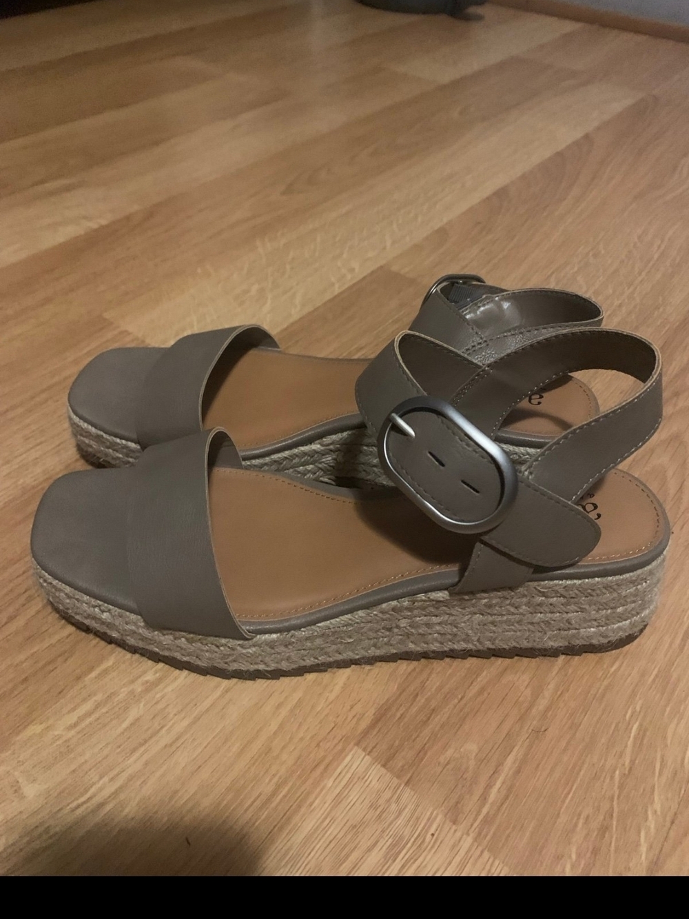Anne Klein Taupe Platform Espadrille Sandals - Picture 3 of 5